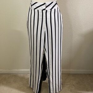 TOPSHOP Black And‎ White Straight Leg Trousers